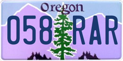 OR license plate 058RAR