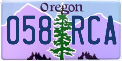 OR license plate 058RCA