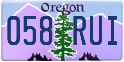 OR license plate 058RUI