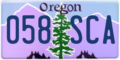 OR license plate 058SCA