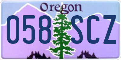 OR license plate 058SCZ