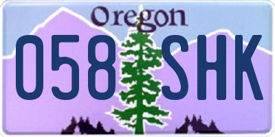 OR license plate 058SHK