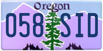 OR license plate 058SID