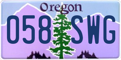 OR license plate 058SWG