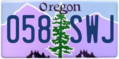 OR license plate 058SWJ