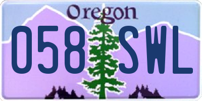 OR license plate 058SWL