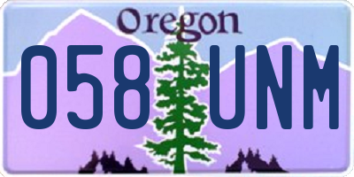 OR license plate 058UNM