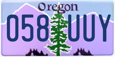 OR license plate 058UUY