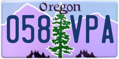 OR license plate 058VPA