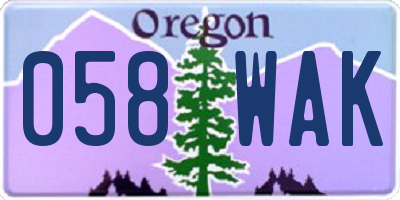 OR license plate 058WAK