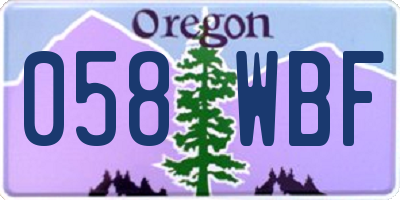 OR license plate 058WBF