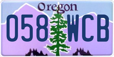 OR license plate 058WCB