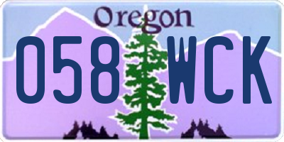 OR license plate 058WCK