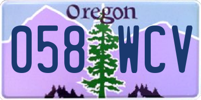 OR license plate 058WCV