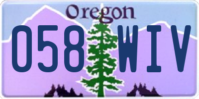 OR license plate 058WIV