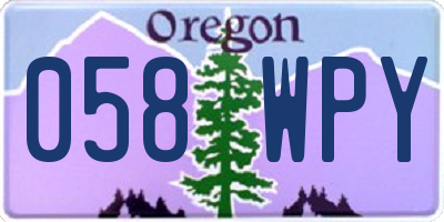 OR license plate 058WPY