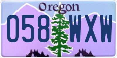 OR license plate 058WXW