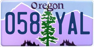OR license plate 058YAL