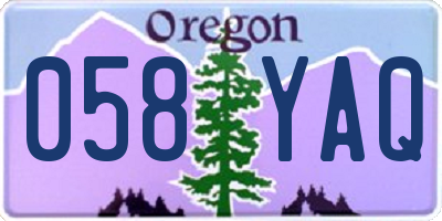 OR license plate 058YAQ
