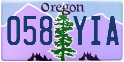 OR license plate 058YIA