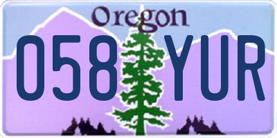 OR license plate 058YUR