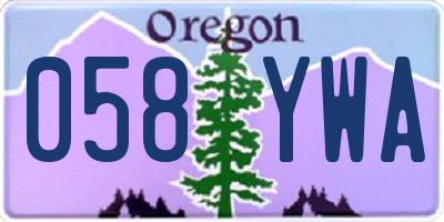 OR license plate 058YWA
