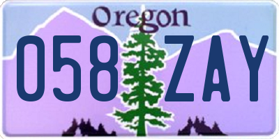OR license plate 058ZAY