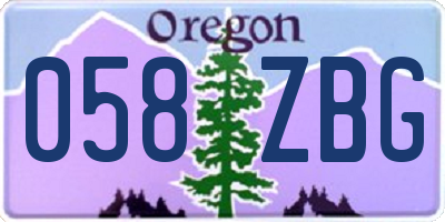 OR license plate 058ZBG