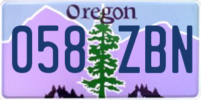 OR license plate 058ZBN