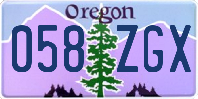 OR license plate 058ZGX