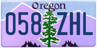 OR license plate 058ZHL
