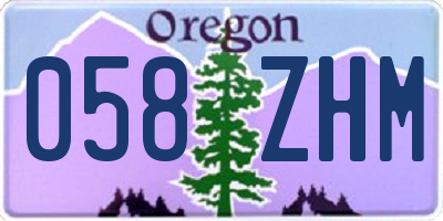 OR license plate 058ZHM