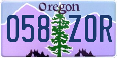 OR license plate 058ZOR