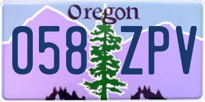OR license plate 058ZPV