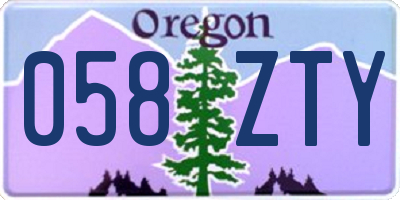 OR license plate 058ZTY