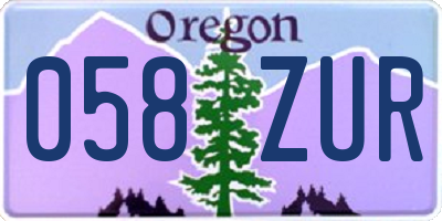 OR license plate 058ZUR