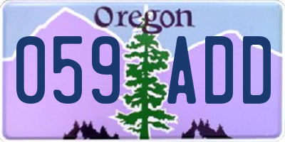 OR license plate 059ADD