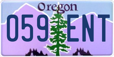 OR license plate 059ENT