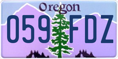 OR license plate 059FDZ