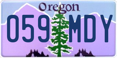 OR license plate 059MDY