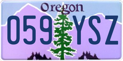 OR license plate 059YSZ