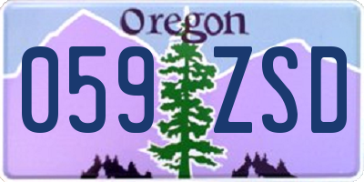 OR license plate 059ZSD