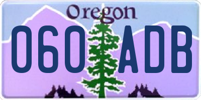 OR license plate 060ADB