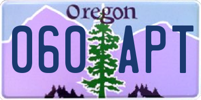 OR license plate 060APT