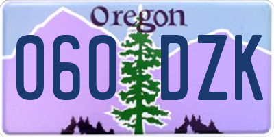 OR license plate 060DZK