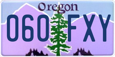 OR license plate 060FXY