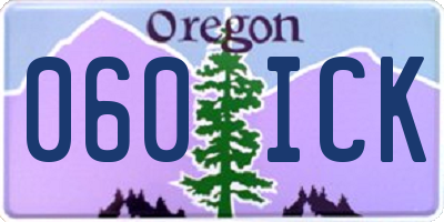 OR license plate 060ICK