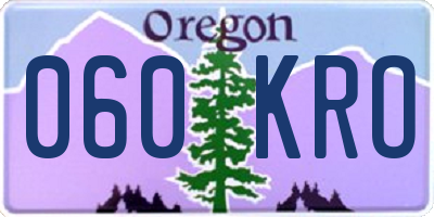 OR license plate 060KRO