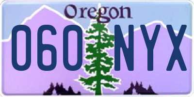 OR license plate 060NYX