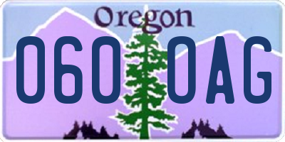 OR license plate 060OAG